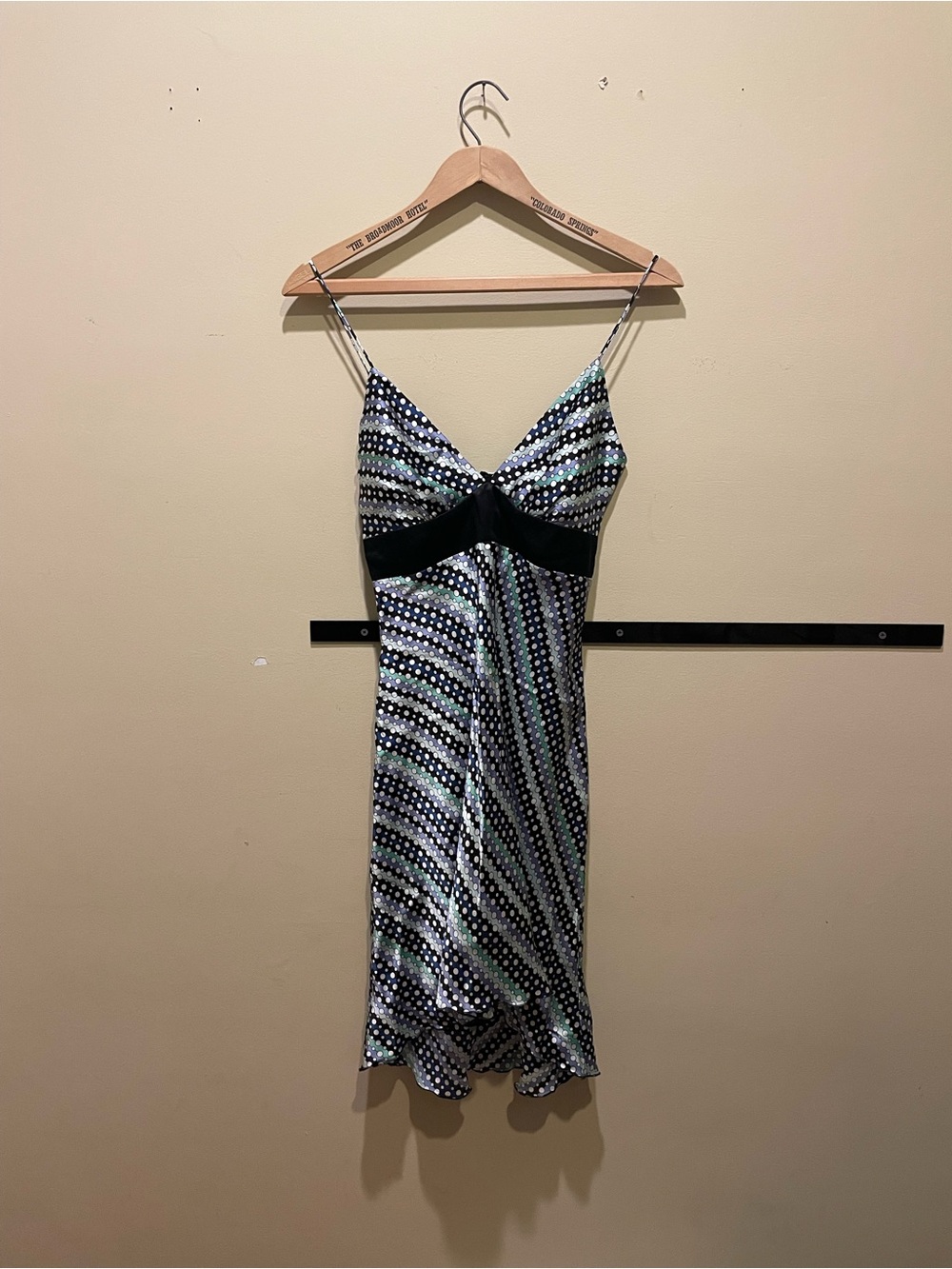 Heart Moon Star Polka Dot Slip Dress in Blue, Black, White XS